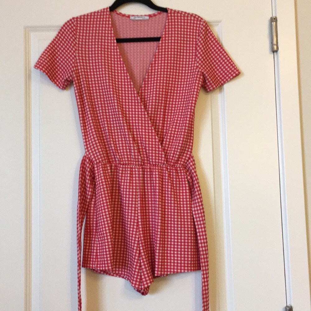 Zara Red Checkered Romper - Picture 4 of 5